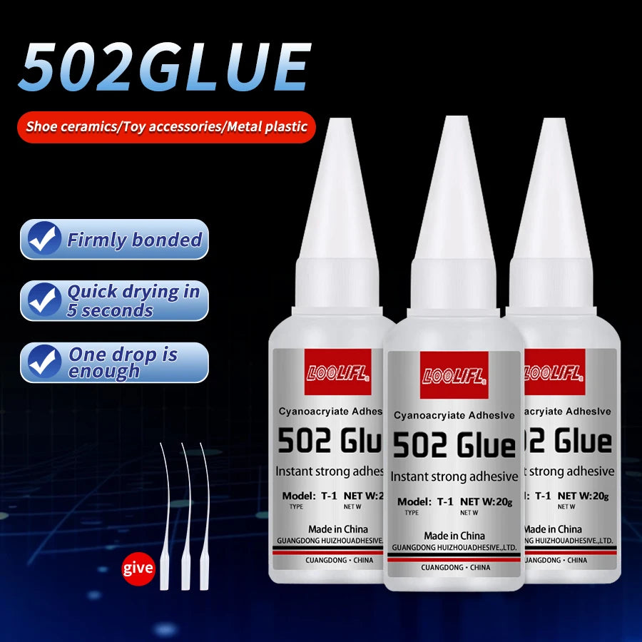 1-5pcs 502 Super Glue Instant Quick-drying Cyanoacrylate Adhesive Leather Rubber Wood Metal Strong Bond Liquid Glue Tool