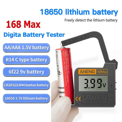 Max Digital Lithium Battery Tester Capacity Universal Test Checkered Load Analyzer Display Check AAA AA Button Cell