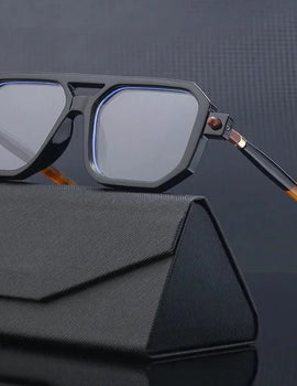 Retro Fashion Glasses Square Sunglasses For Men Blue Light Blocking Shades Vintage