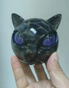 Black Cat Figurine Resin Cat Head Healing Stone Marble Texture Cat Stone Resin Cat Sculpture Ornament Cat Sculpture Craft