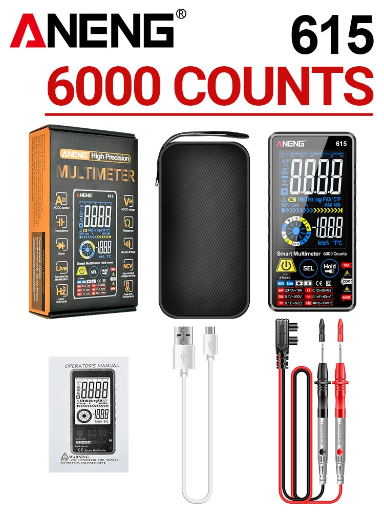 Multimeter Smart Touch Multi tester AC/DC Current Voltage Tester 6000 Counts NCV Meter Battery Charging Instrument Tool