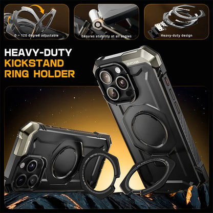 For iPhone 16 Pro Max Case with Camera Control Capture Button UB Grip Heavy Duty Rugged Magnetic Phone Case with Stand