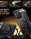 For iPhone 16 Pro Max Case with Camera Control Capture Button UB Grip Heavy Duty Rugged Magnetic Phone Case with Stand