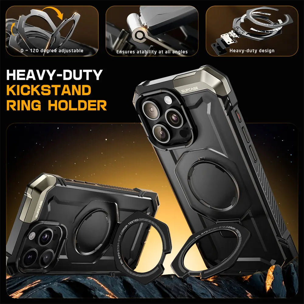 For iPhone 16 Pro Case with Camera Control Capture Button UB Grip Heavy Duty Rugged  Phone Case with Stand