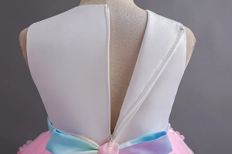 Unicorn Princess Dress for Girls - Magical Rainbow Tulle Ball Gown  Flower Girl Birthday Party Dress