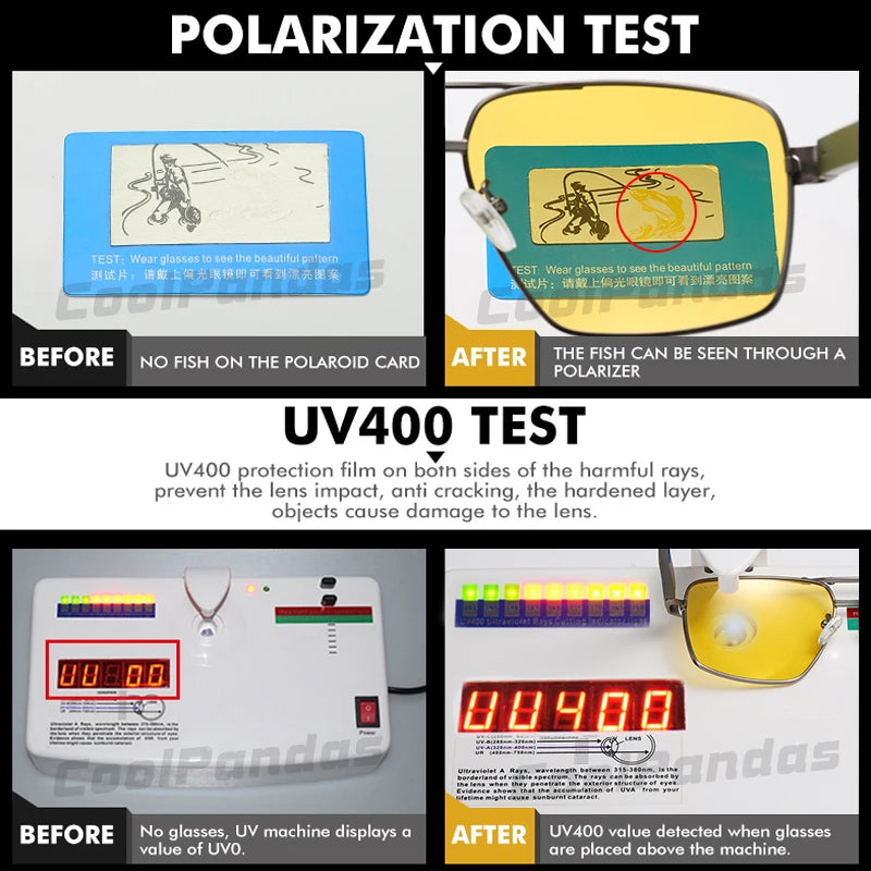 Photochromic Polarized Night Vision Driving Sunglasses UV400 Yellow Lens Goggles for Men Women