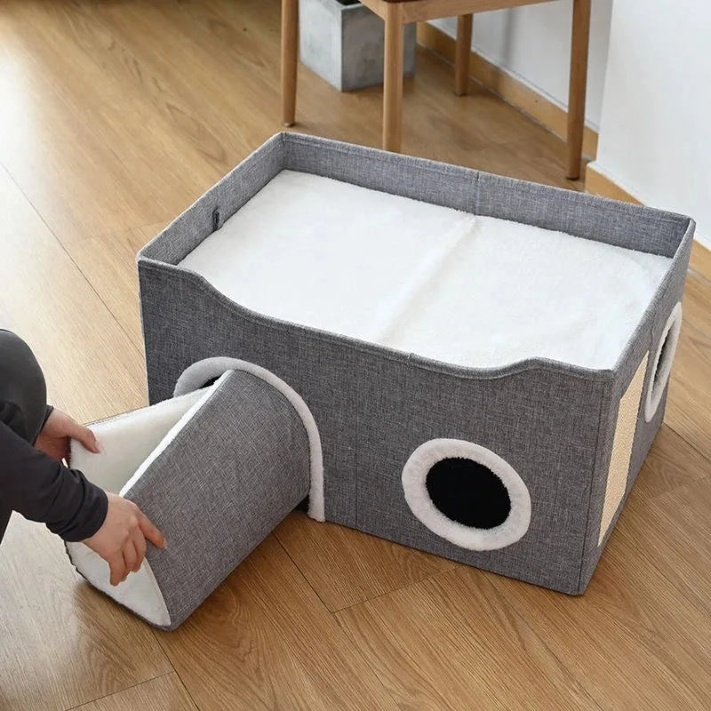Warm Plush Pet House Bed for Cats and Small Dogs