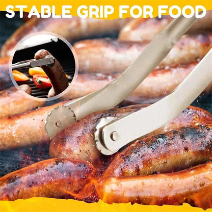 BBQ Sausage Turning Tongs High Temperature Resistance Metal Barbecue Hot Dog Flipping Clip BBQ Tools Multipurpose Cooking Tongs