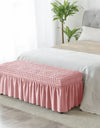 Stretch Long Bench Cover with Skirt Seersucker Ottoman Covers Elastic Piano Stool Protector Bedroom Bedside Footrest Slipcovers