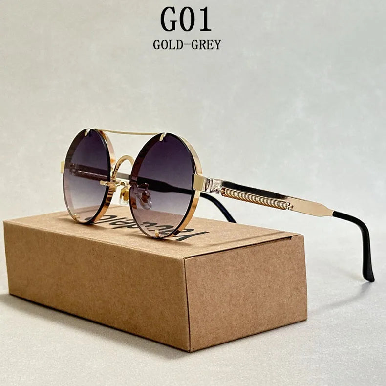 Round Steampunk Sunglasses With UV400 Protection