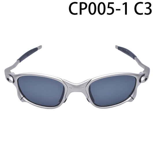 Polarized UV400 Road Bike Cycling Sunglasses – Silver Metal Frame Fishing Riding Eyewear