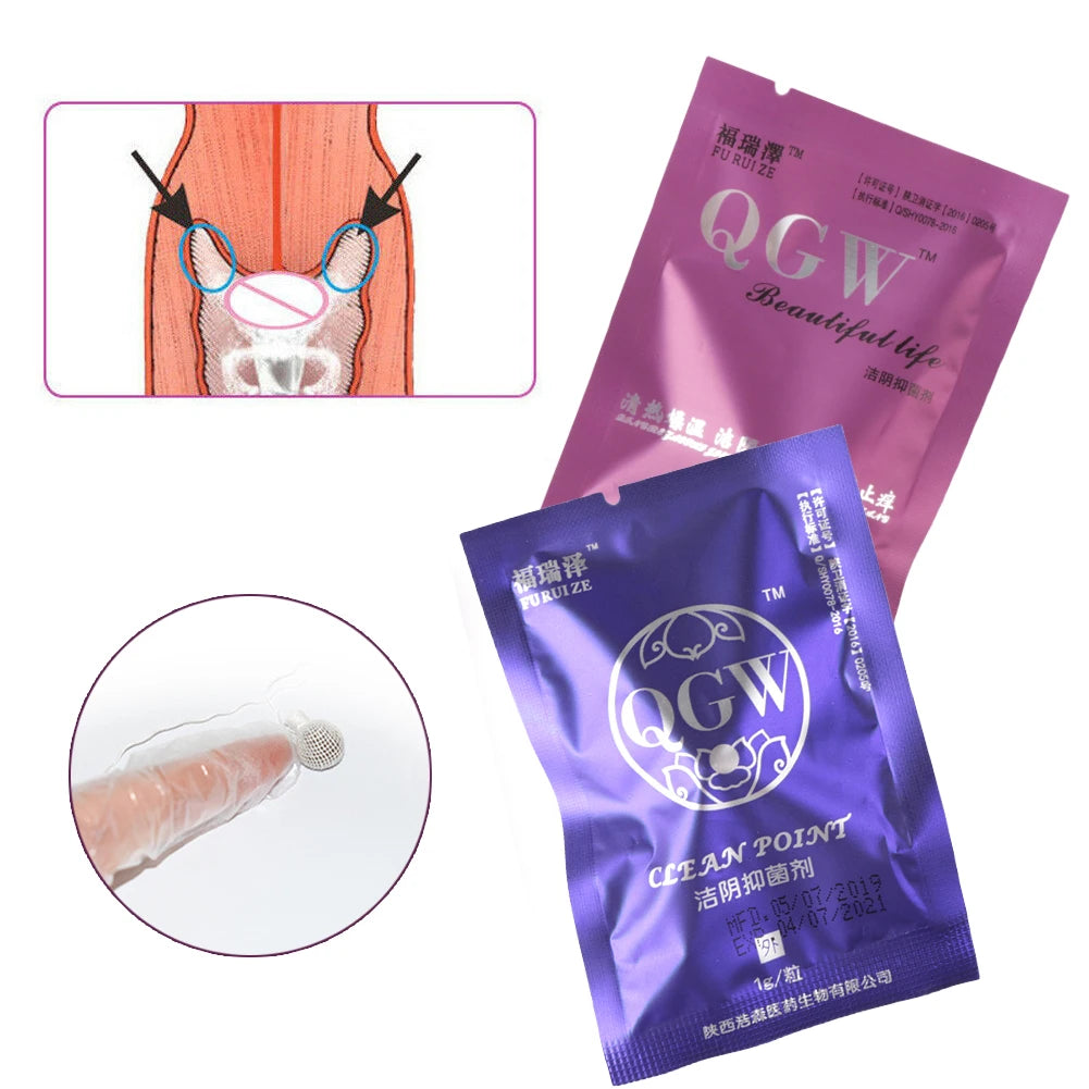 Original Chinese Bang De Li Beautiful Life Yoni Detox Pearls for Women Fertility Womb Fibroid Medical Swab Tampons Case