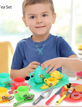 Afternoon Tea Set Toys for Girls Boys Colorful Simulation Play House Tea Cup Teapot Spoon Saucer Cake Kit Toys