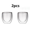 2/4/6pcs Screw Thread Espresso Cups Set Double Wall Glass Coffee Mugs Set 80ml Shot Glass Insulated Teacup Coffee Accessories