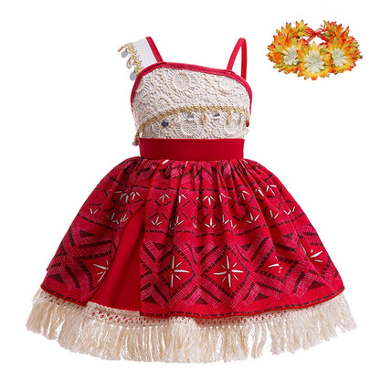 Disney Moana 2 Girls Cosplay Costume Kids One Shoulder Sleeveless Dress 2025 Christmas Party Vaiana Princess Cosplay Costume