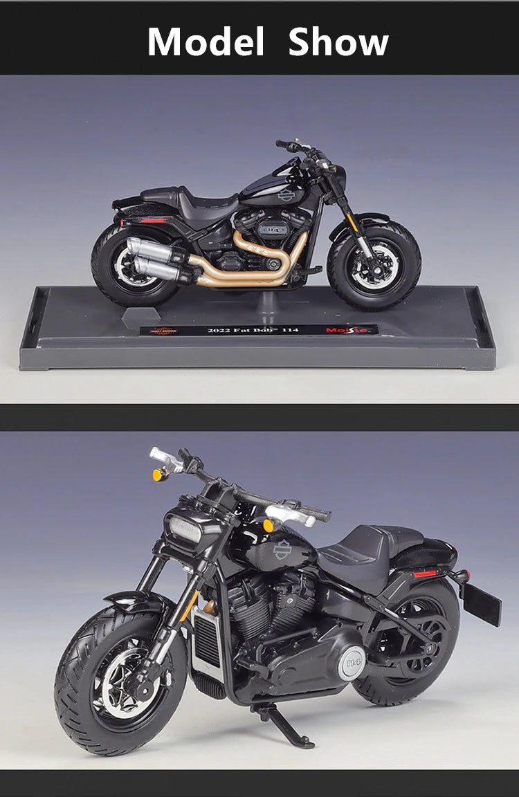 Diecast Harley Fat Bob 114 2022 Motorcycle Model 1 to 18 Scale