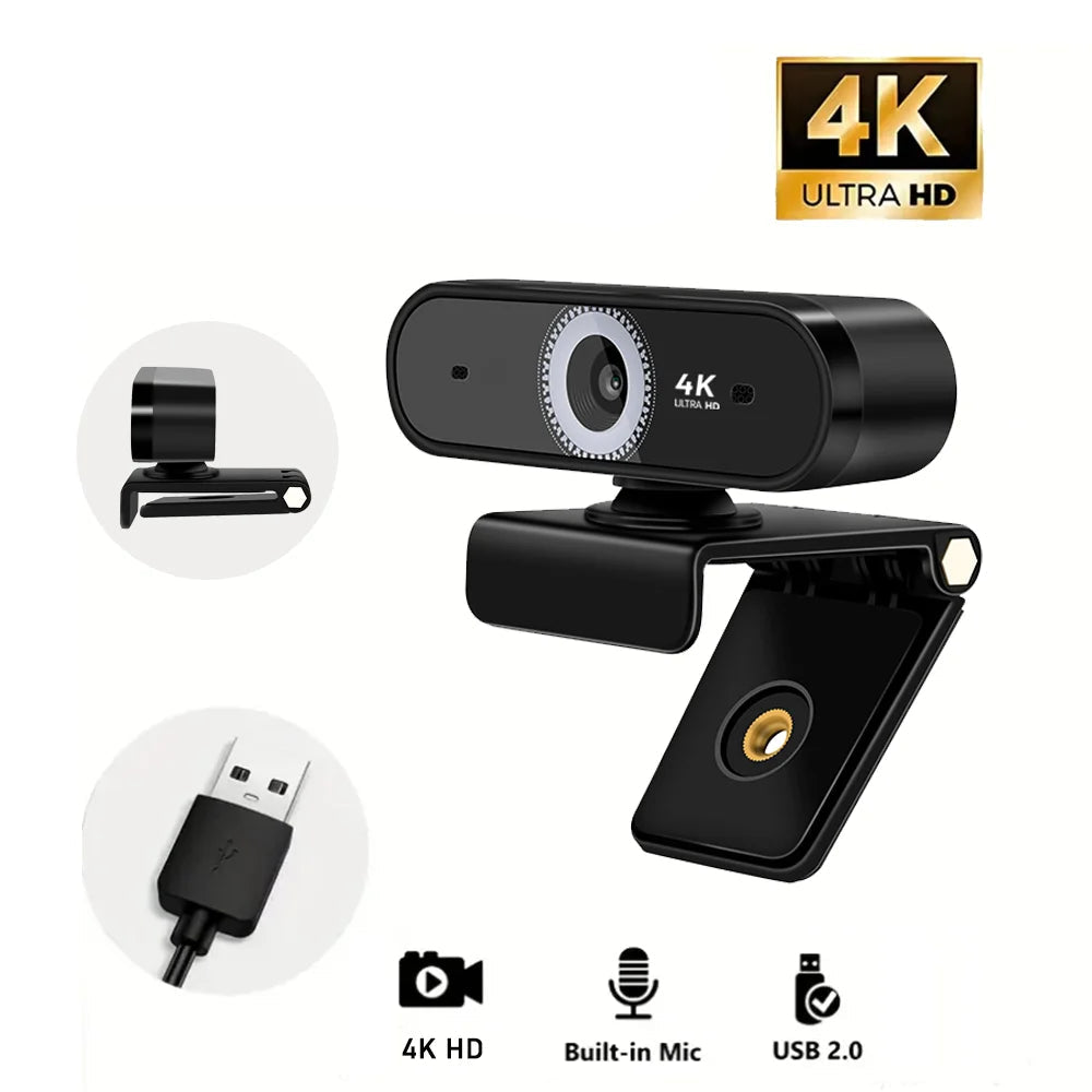 4K Webcam 13MP 10X Zoom USB Camera Autofocal Microphone Web Cam for PC Living Video Conference Online Teaching Laptop Broadcast