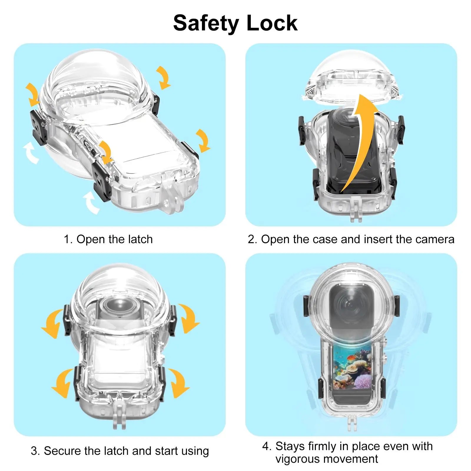 Waterproof Diving Case For Insta360 X5 Sports Camera, 60m Underwater Sealed Waterproof Housing Invisible Transparent Shell