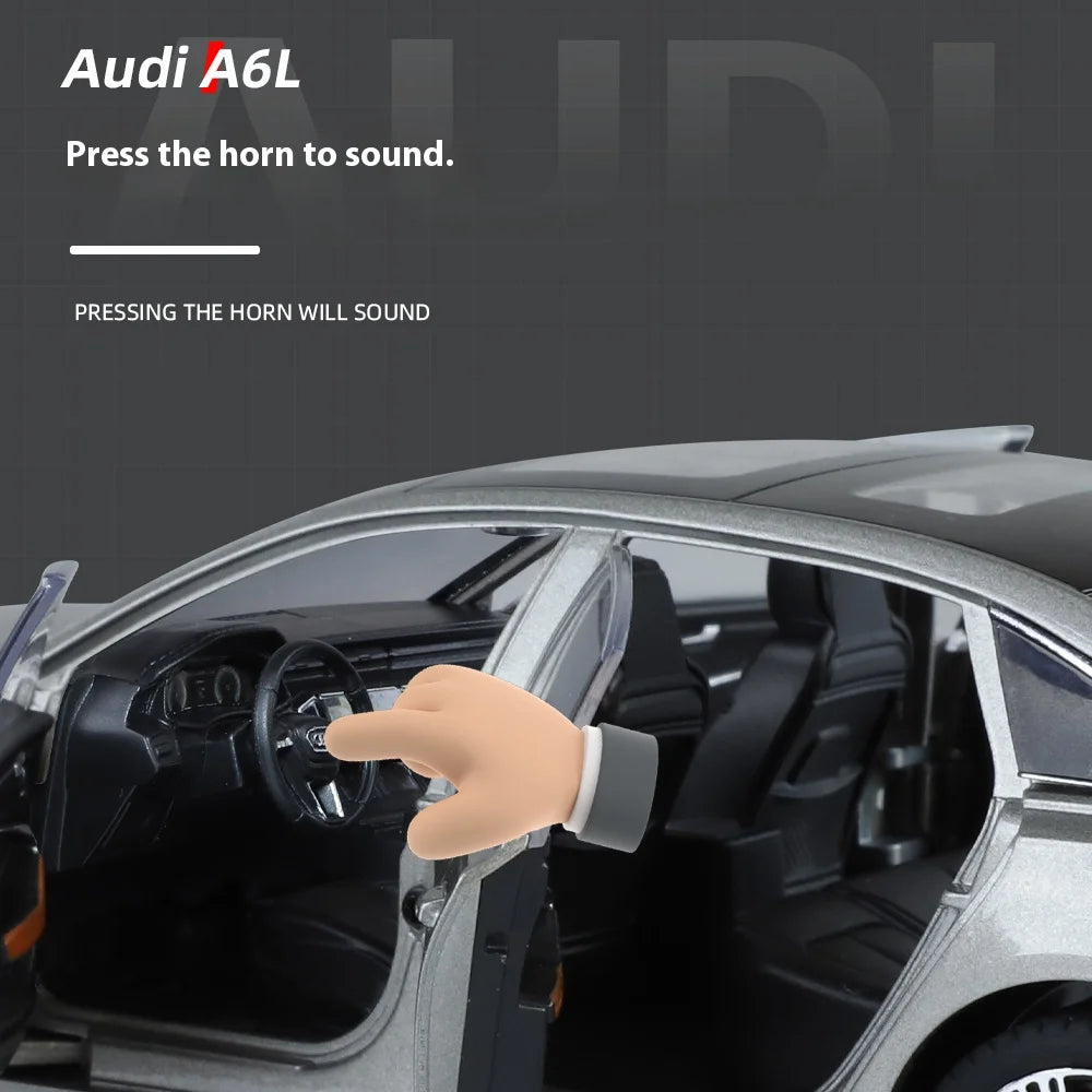 1:24 Audi A6 Alloy Diecast Vehicles Model Car Miniature Metal Sound Light Ornaments Gifts Collections Hobby Decoration Christmas