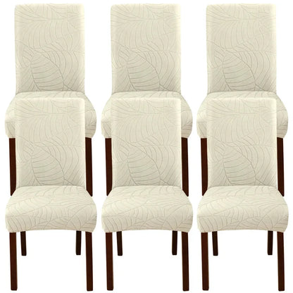 1PC Stretch Dining Chair Covers Leaves Jacquard Seat Covers Universal Size Dust Covers for Hotel Banquet Wedding Chairs Decor