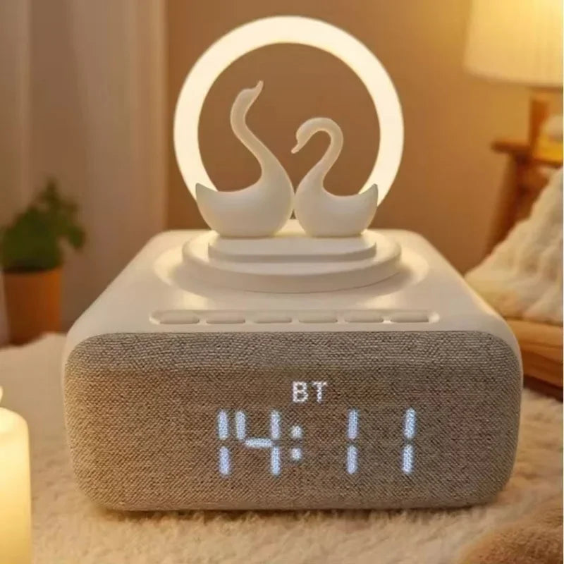 Wireless Bluetooth 5.0 Speaker Multi functional Mobile Wireless Charging Creative Swan Night Light Bluetooth Audio Player