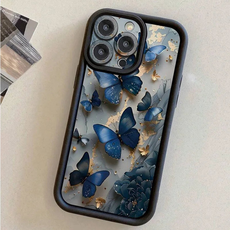 Glow In The Dark Butterfly Design Phone Case for iPhone 16 15 14 Plus Soft Cover