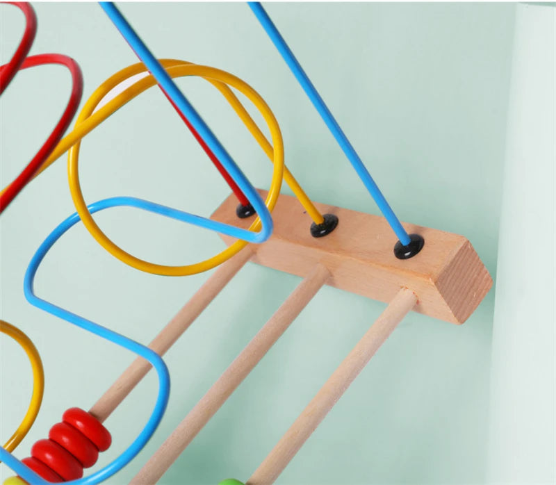 Montessori Wooden Toys Circles Bead Wire Maze Roller Coaster  Early Educational Puzzles Toy for  1 2 3 Years