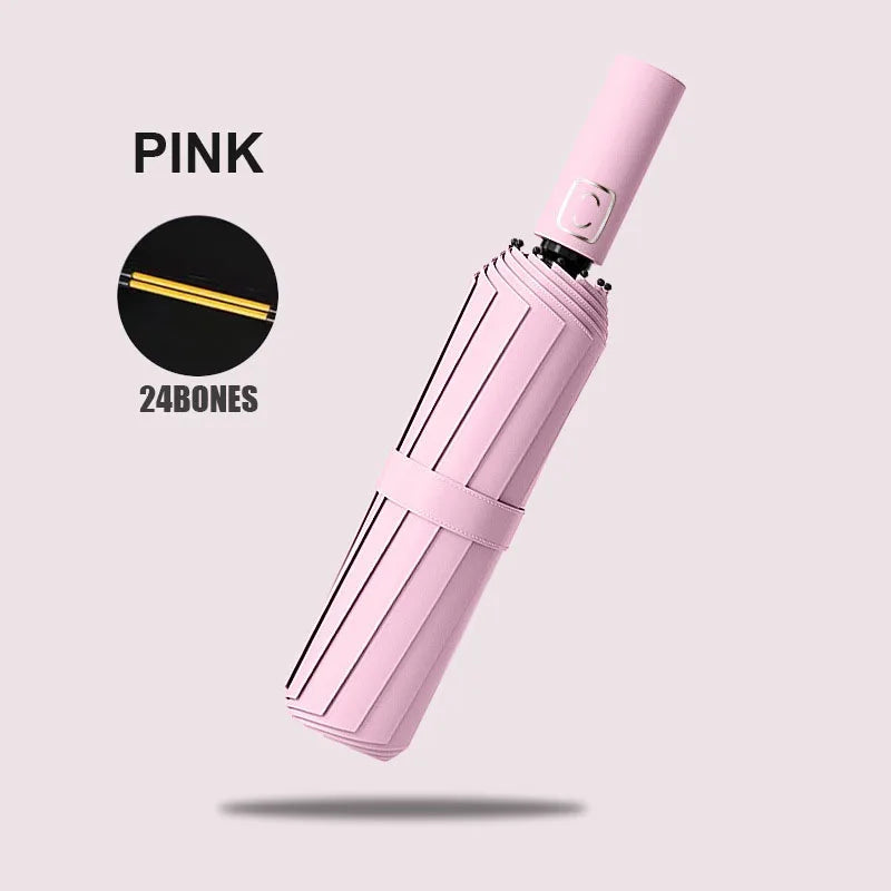 Large Automatic Folding Umbrella 24 Bone Windproof UV Protection Waterproof Travel Umbrella