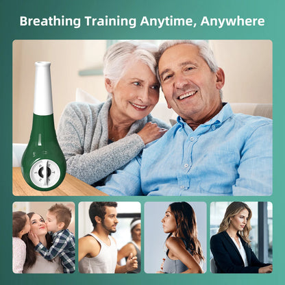 Breathing Exercise Device with Manometer for Lungs Respiratory Muscle Trainer Drug-free Therapy Inspiratory Expiratory Exerciser