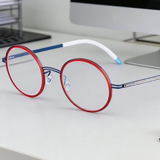 Vintage Round Titanium Acetate Eyeglasses Frame