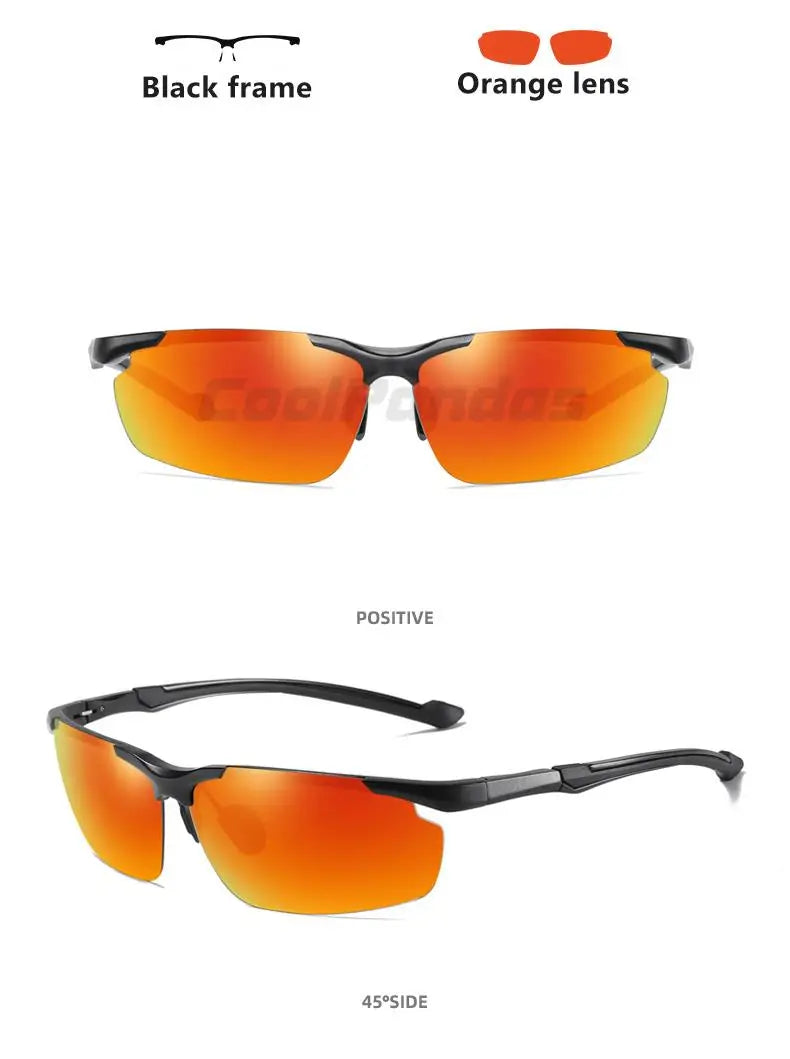 Aluminum Rimless Photochromic Polarized UV400 Day Night Driving Sunglasses for Men Women