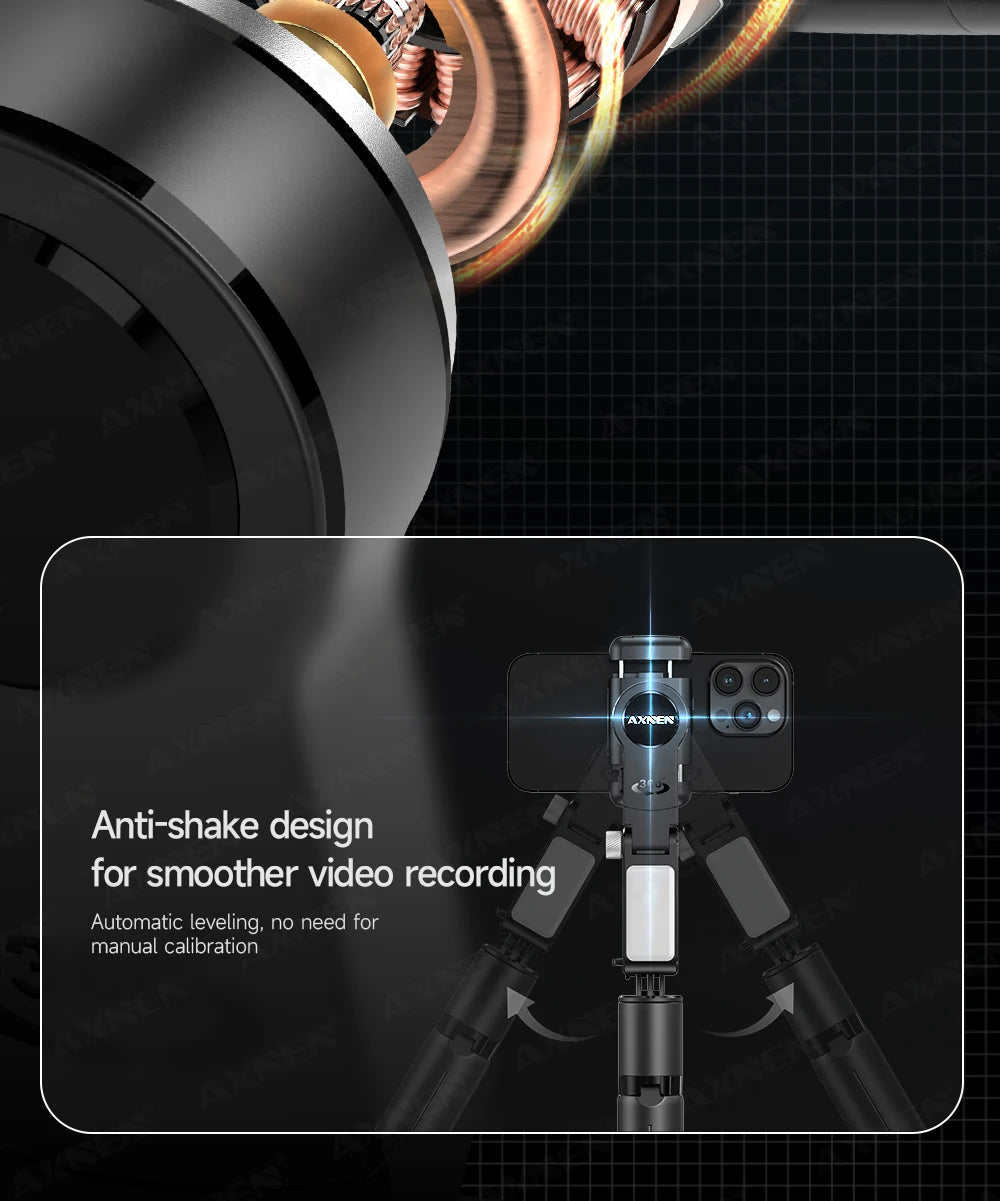 Q19 AI Desktop Gimbal Stabilizer 360 Rotation Auto Face Tracking Mobile Phone Handheld Anti-shake Selfie with Fill Light
