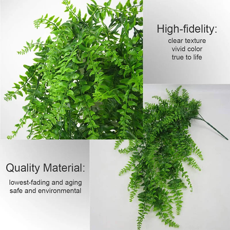 80CM Artificial Persian Fern Plants Vine Hanging Baskets Fake Plant Garland Rattan for Wall Garden Home Wedding Party Decor