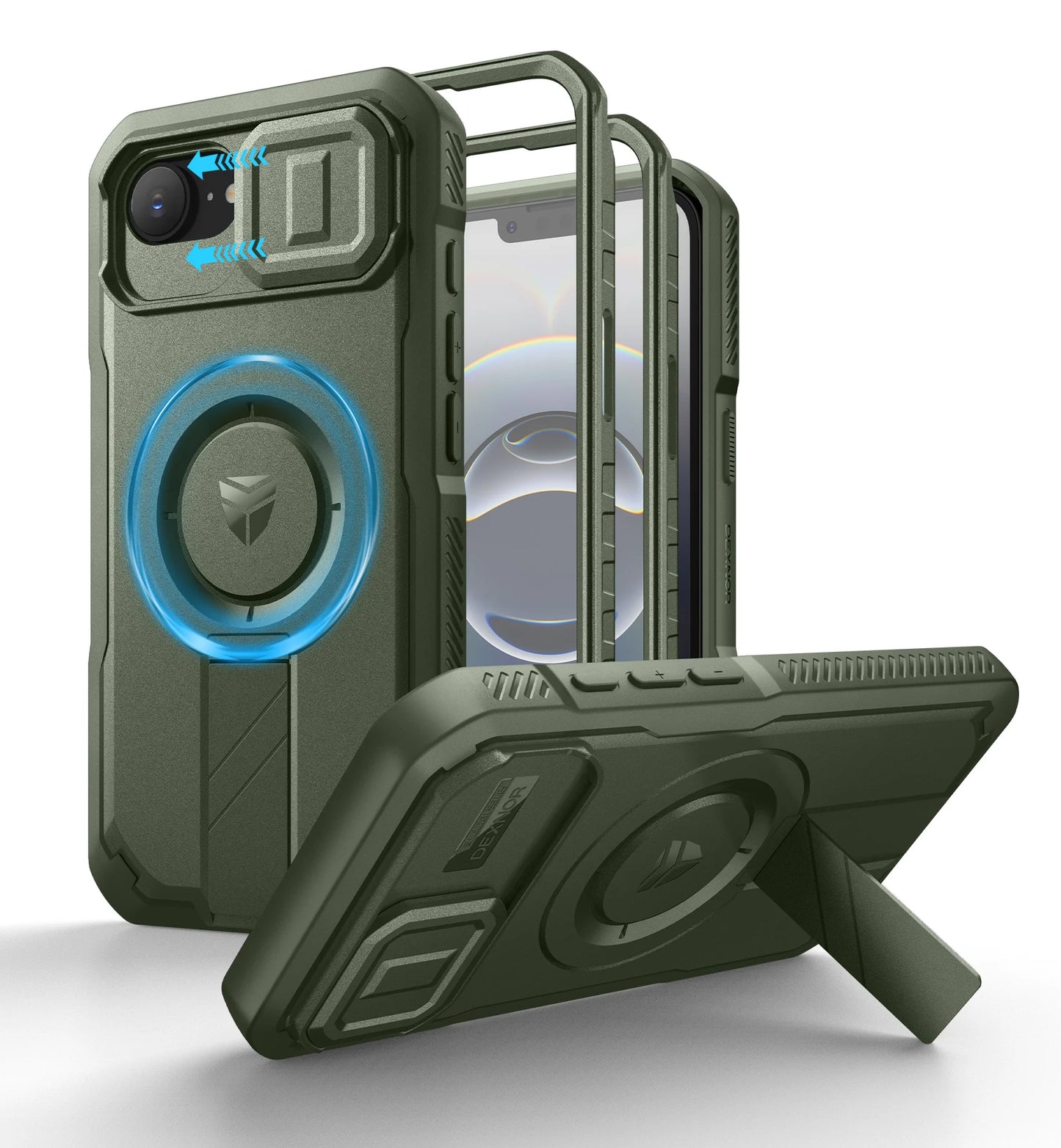 For iPhone 16e Compatible MagSafe Case with Slide Camera Cover and Adjustable Kickstand Shockproof Bumper Slim Protective Case