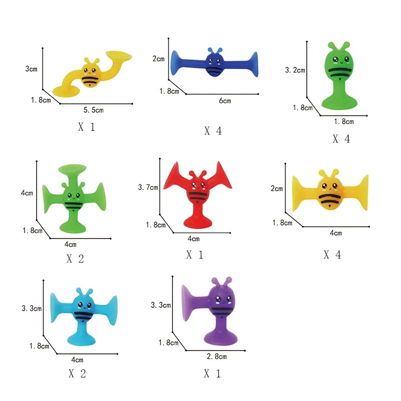 Number Letter Suction Cup Toys Soft Silicone Building Blocks Toy Animal Shape DIY Puzzle Game  Sensory Sucker Bath Toys