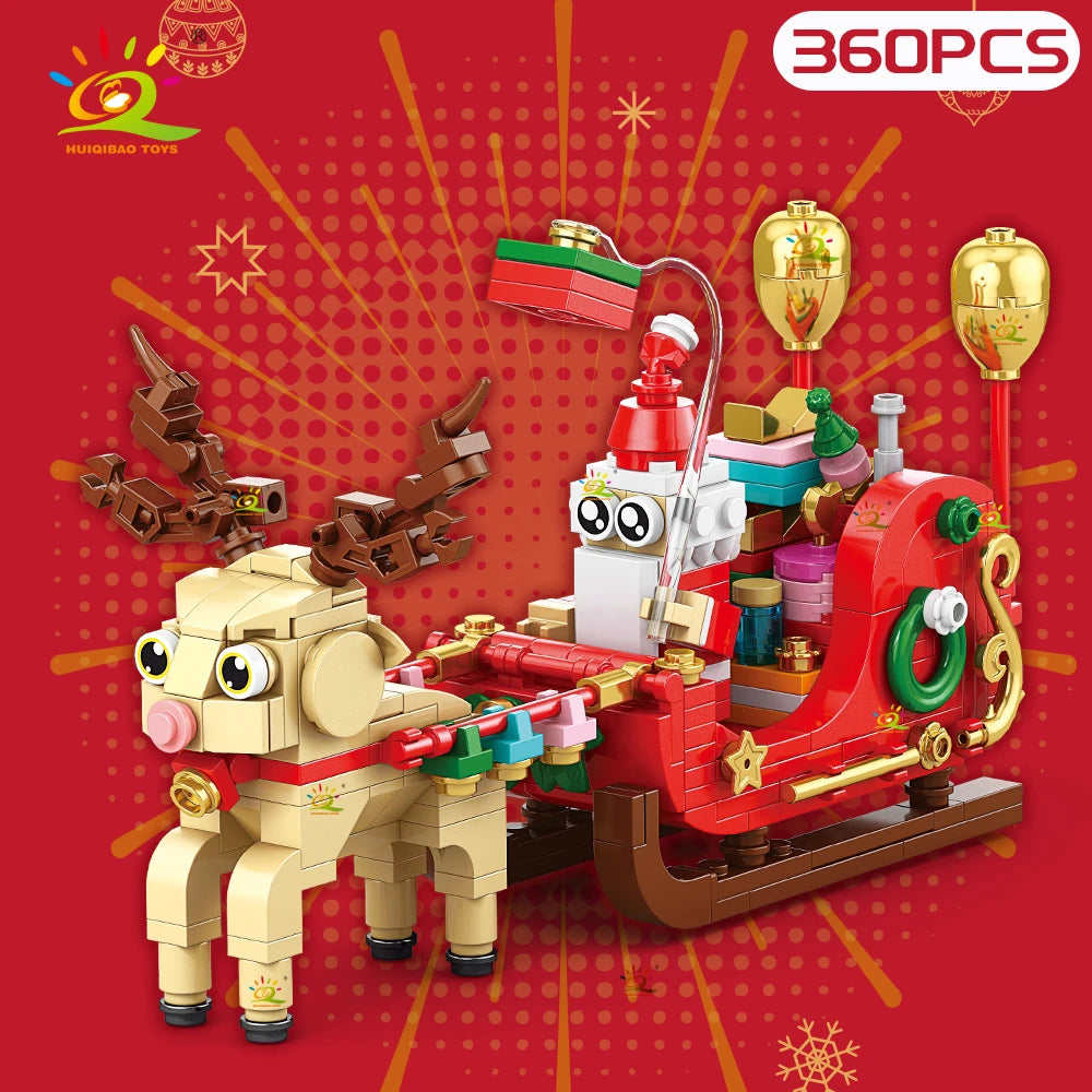 Christmas Tree Gingerbread Cafe Model Building Block DIY Elk Snowman Train Bricks Ornament Toys for  Adult Gift