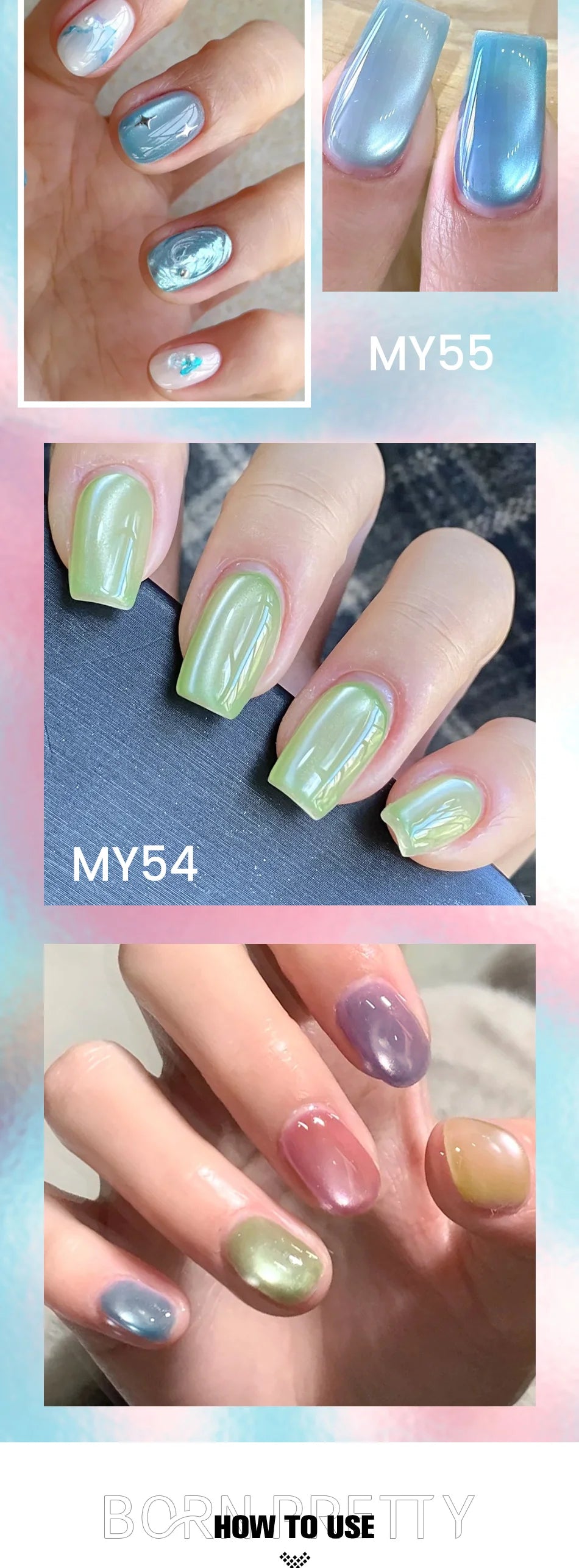 10ml Pink Glass Bead Cat  Gel Nail Polish Spring Moonlight Jelly Crystal Semi Permanent Soak Off Manicure