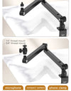Microphone Boom Arm Stand for Microphone Compact Camera Phone Clamp Max Load 1.5KG with 1/4'' 3/8'' 5/8'' Screw
