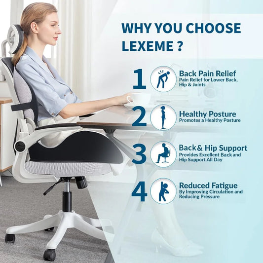 Large Memory Foam Car Seat Cushion with Lumbar Support