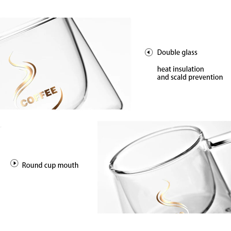 200ml Double Wall Glass Coffee Mug Heat-resistant Espresso Cup Thermo Insulated Cup For Latte Cappuccino Tea Drinkware Set