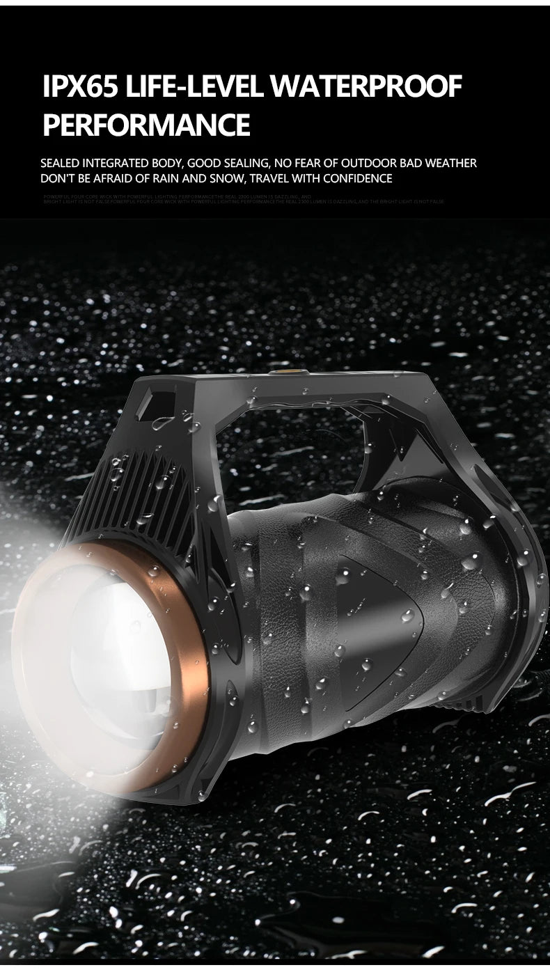 uper Bright Rechargeable Spotlight Rotating Zoom LED Flashlight with COB Sensor Light Power Bank