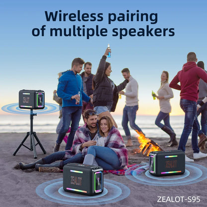 ZEALOT S95 120W RGB Portable Bluetooth Speakers, Massive Bass Party Boombox IPX6 Waterproof Speaker Large, Loud Outdoor Speaker