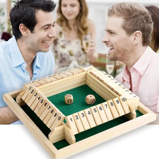 Wooden Four Sided Shut the Box Number Dice Board Game