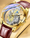 Men Watch Skeleton Quartz Wristwatch Gold Skeleton Retro Man Watch Top Brand Luxury Clock Watches