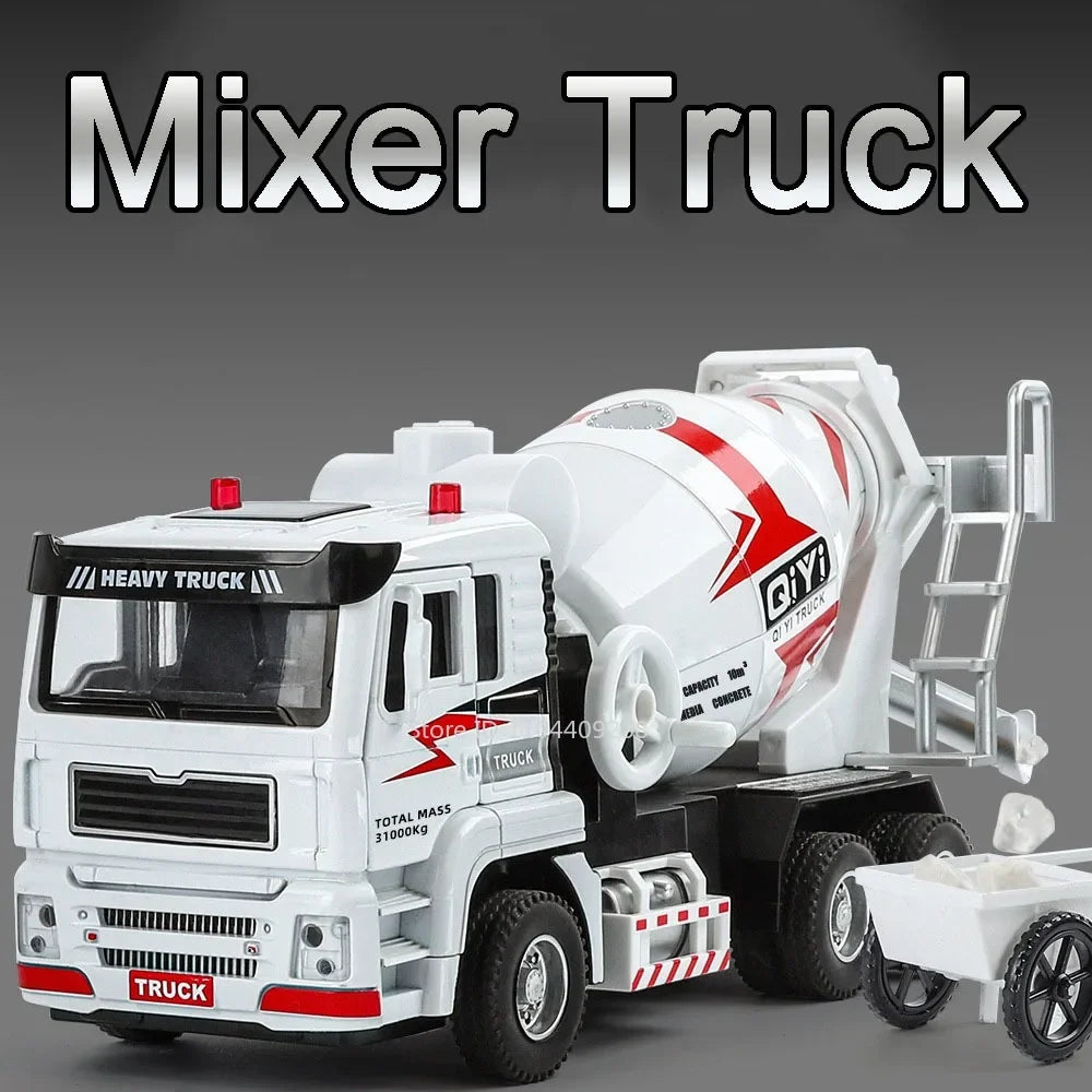 1:40 Electric Cement Mixer Truck Model Toy Alloy Diecast Sound Light Pull Back Engineering Vehicle Models for Boys Gifts