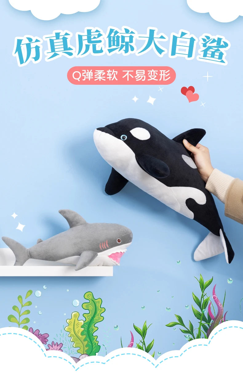 Orca Shark Plush Stuffed Animal Soft Sea Creature Pillow
