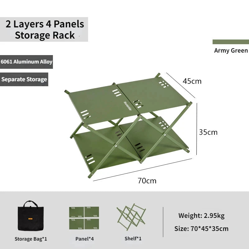 Three-tier Rack Outdoor Storage Shelf Folding Shelf Portable Camping Picnic BBQ Storage Rack Garden Foldable Table