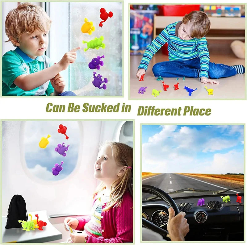 Soft Silicone Building Blocks Toy Animals Shape Suction Cup Bath Toys Parent- Interactive Games Stress Relief Toys