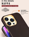Original Leather for Magsafe Case for iPhone 14 Pro 14Pro Magnetic Cover with Tempered Glass Screen Protector