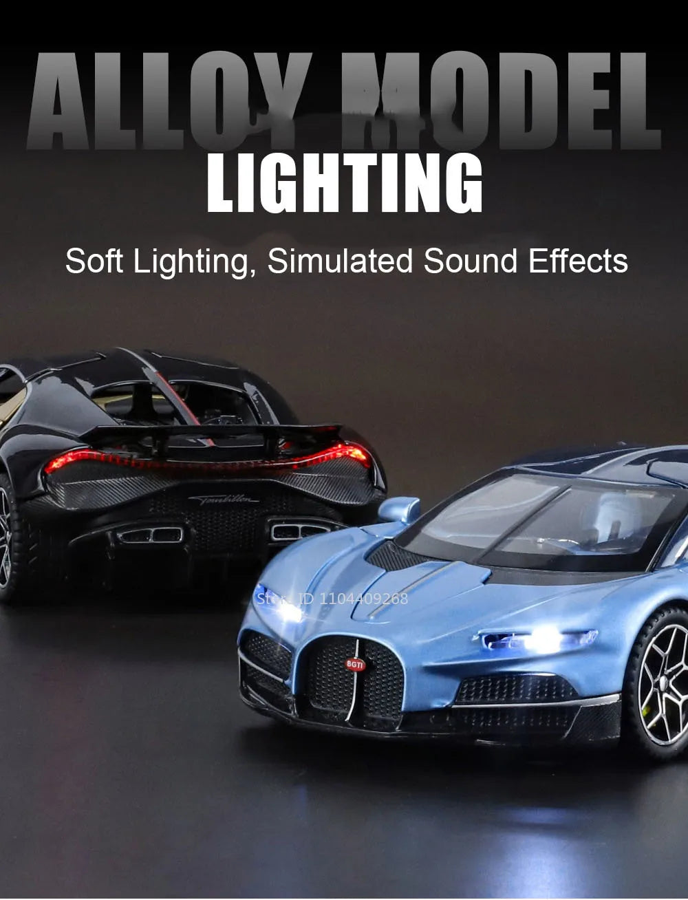 1:32 Scale Tourbillon Chiron Toy Sports Car Model Diecast Metal Sound Light Pull Back Simulation Vehicle Models Ornaments Gift